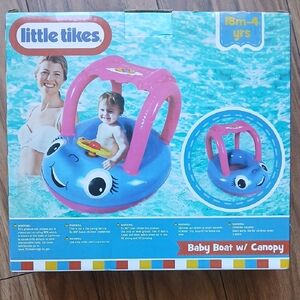 Blue and Pink Water Boat with Cartoon Eyes